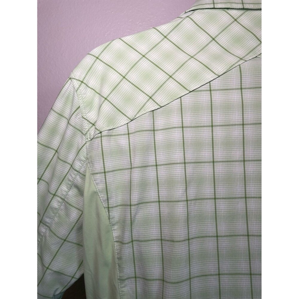 REI Women’s Long Sleeve Hiking Shirt Green Plaid Snap Front - Large - Picture 8 of 12
